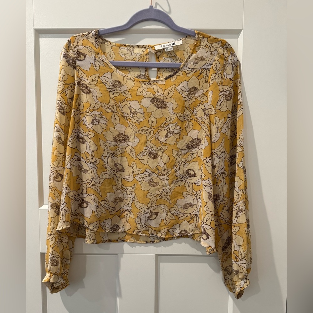 Forever 21 Floral Yellow Top